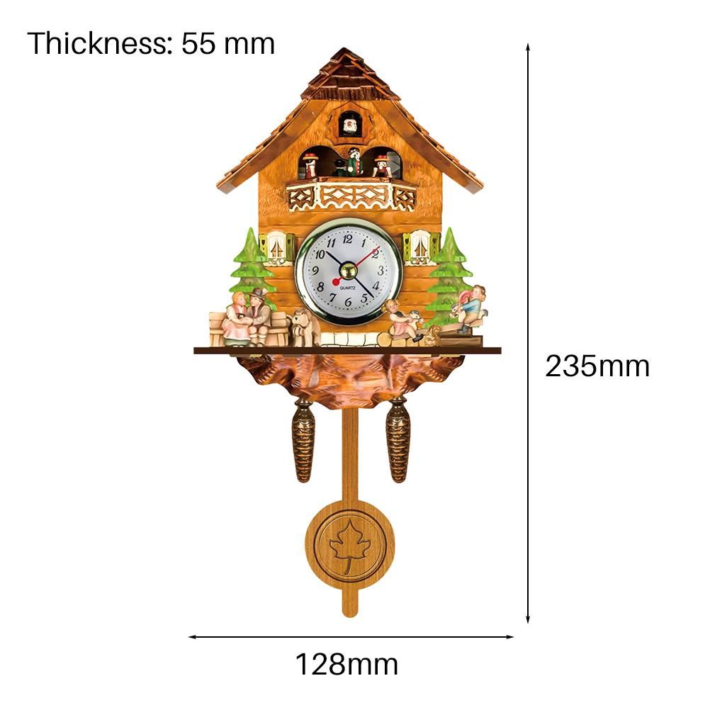 Cuckoo Clock Antique Wooden Cuckoo Birdhouse Wall Clock Home Decor Hanging view 4