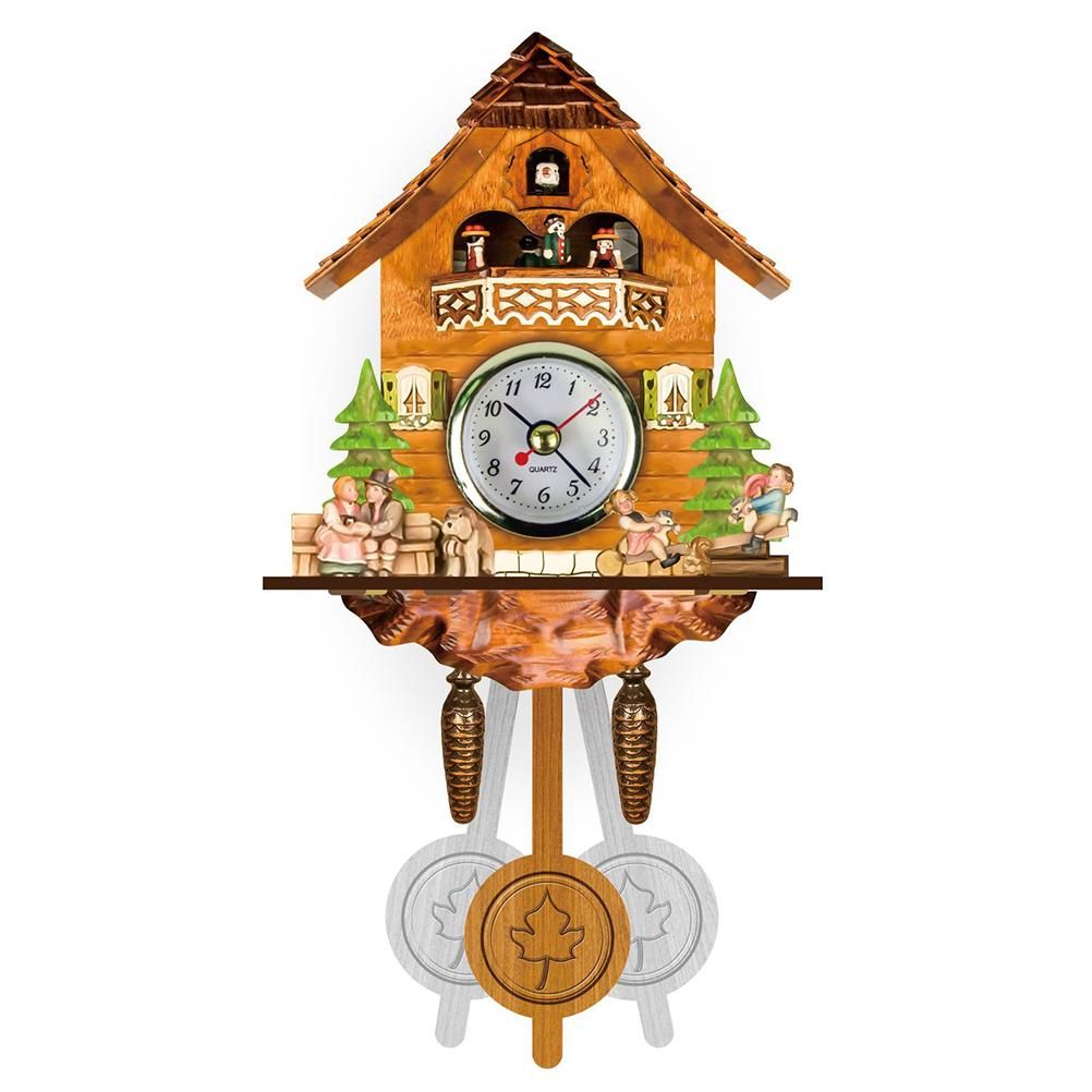 Cuckoo Clock Antique Wooden Cuckoo Birdhouse Wall Clock Home Decor Hanging view 8