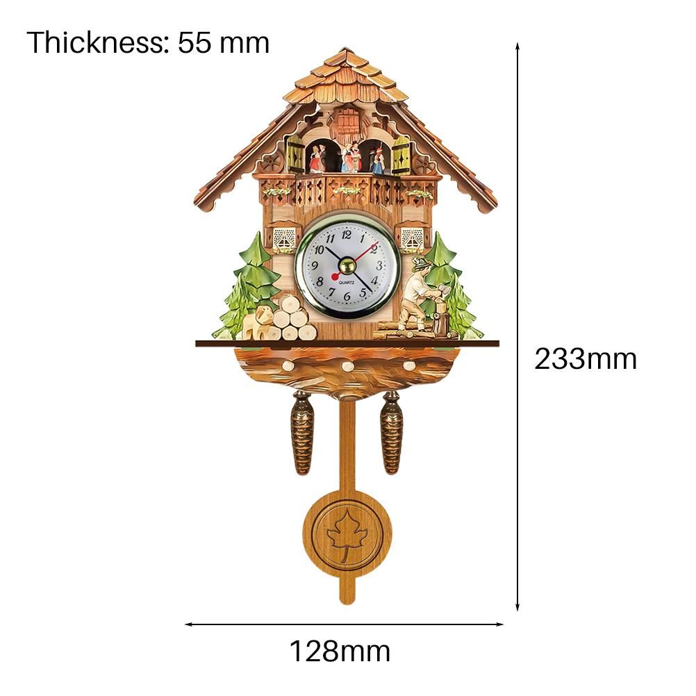 Cuckoo Clock Antique Wooden Cuckoo Birdhouse Wall Clock Home Decor Hanging view 4