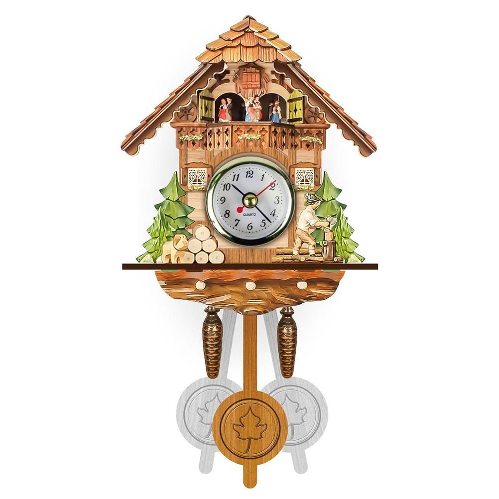 Cuckoo Clock Antique Wooden Cuckoo Birdhouse Wall Clock Home Decor Hanging view 8