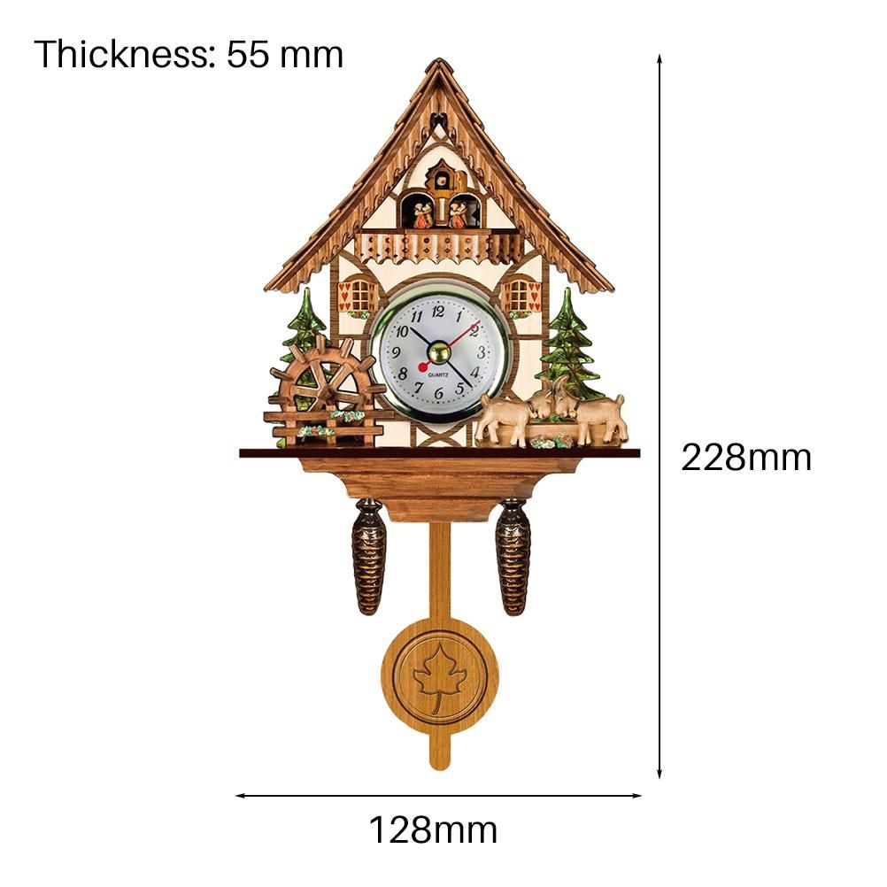 Cuckoo Clock Antique Wooden Cuckoo Birdhouse Wall Clock Home Decor Hanging view 4