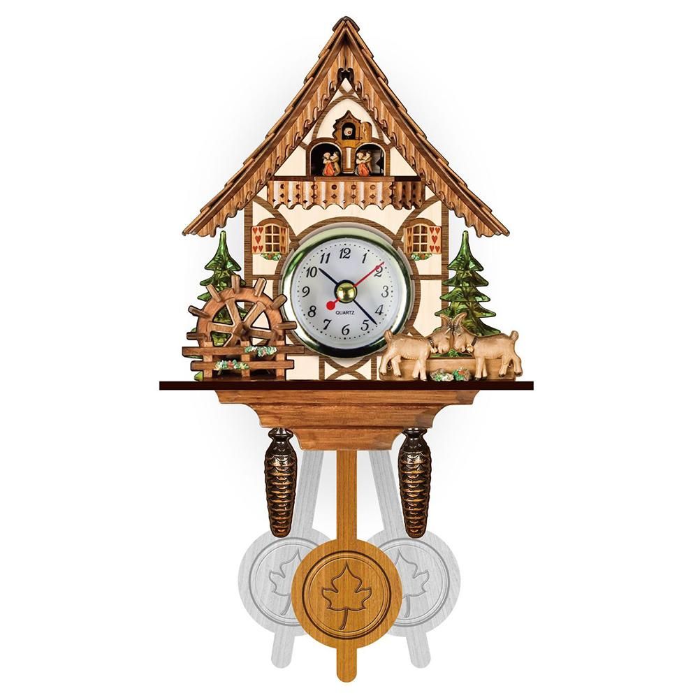 Cuckoo Clock Antique Wooden Cuckoo Birdhouse Wall Clock Home Decor Hanging view 8