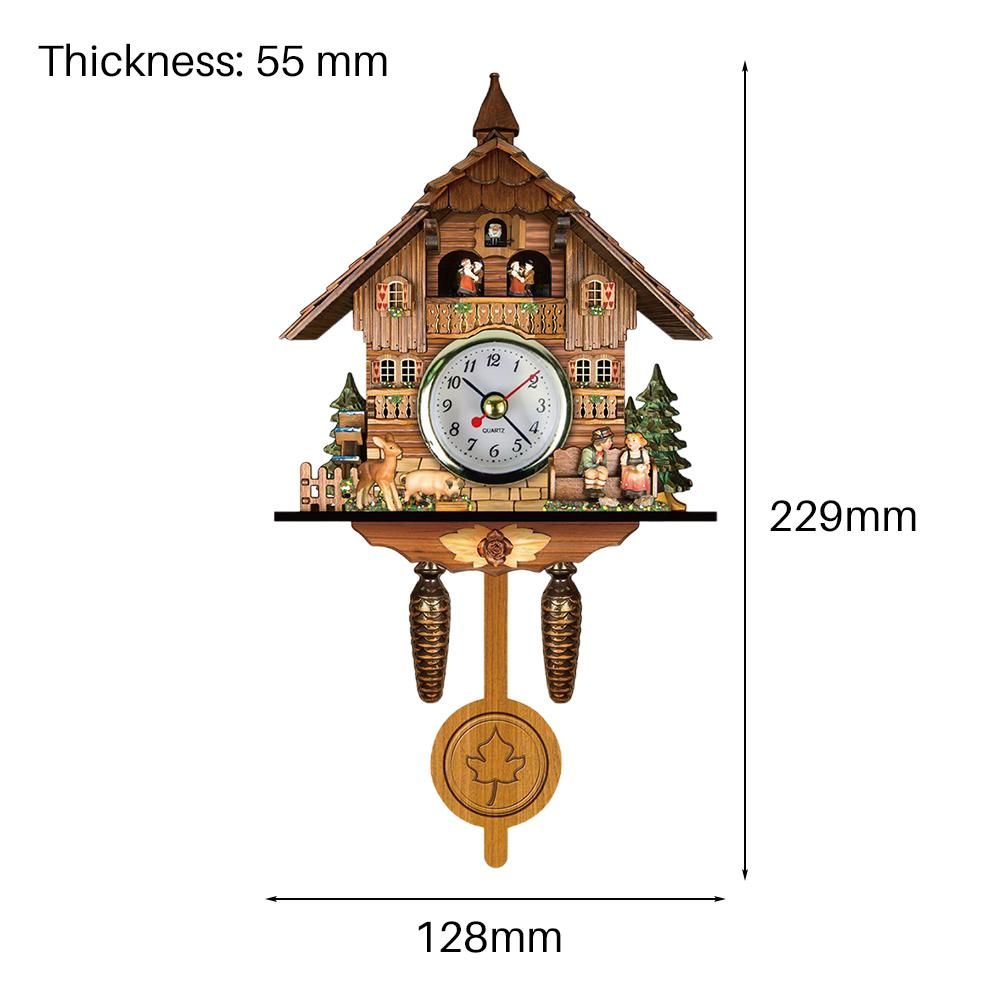 Cuckoo Clock Antique Wooden Cuckoo Birdhouse Wall Clock Home Decor Hanging view 4