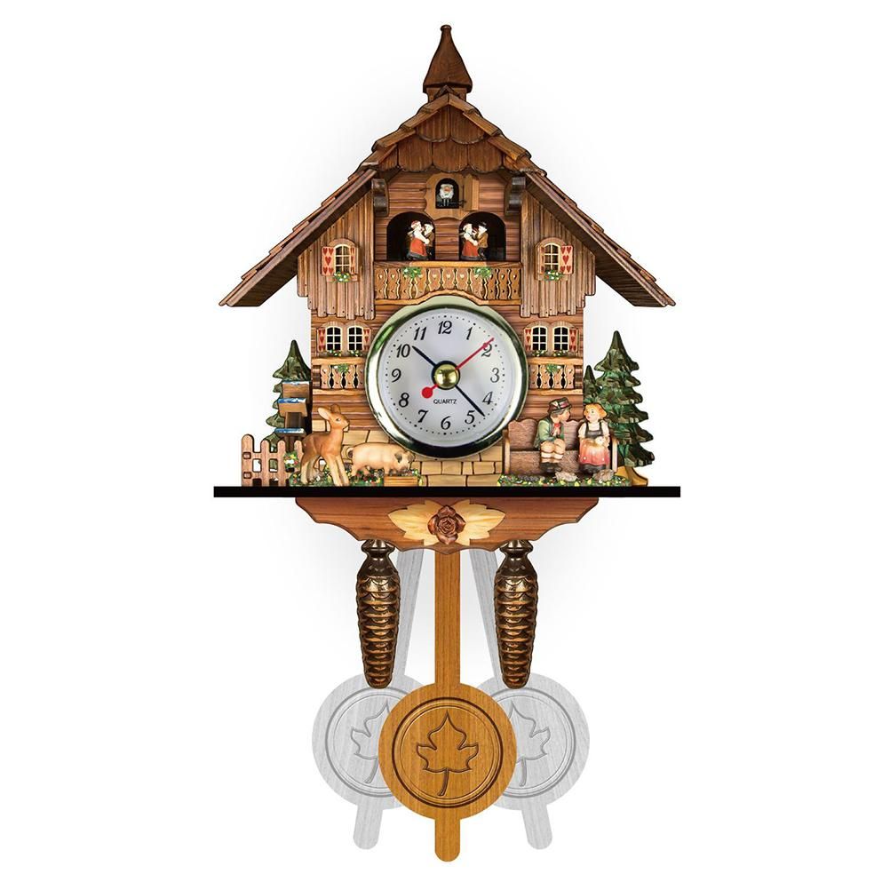 Cuckoo Clock Antique Wooden Cuckoo Birdhouse Wall Clock Home Decor Hanging view 8
