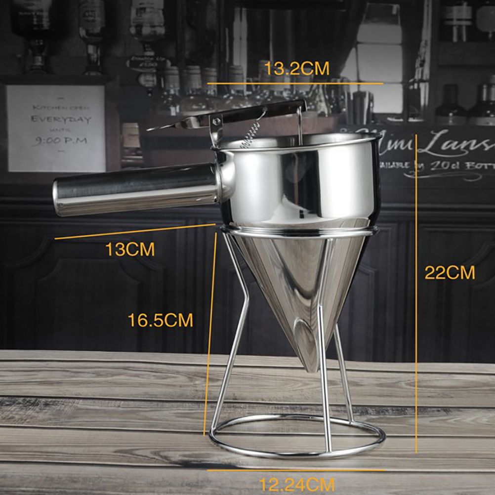 Stainless Steel Piston Funnel with Stand Kitchen Baking Funnel Batter view 2