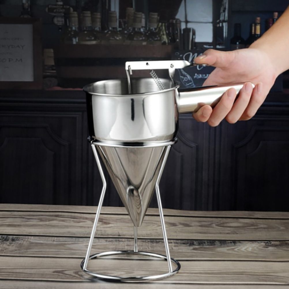 Stainless Steel Piston Funnel with Stand Kitchen Baking Funnel Batter view 4