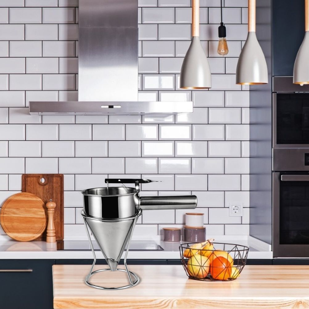 Stainless Steel Piston Funnel with Stand Kitchen Baking Funnel Batter view 6
