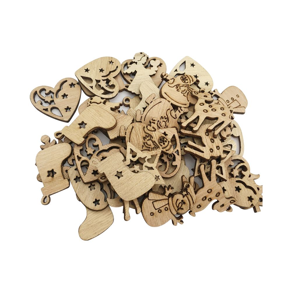 100Pcs Mix Wooden Christmas Tree Ornaments Mini Santa Claus Snowman Elk view 9