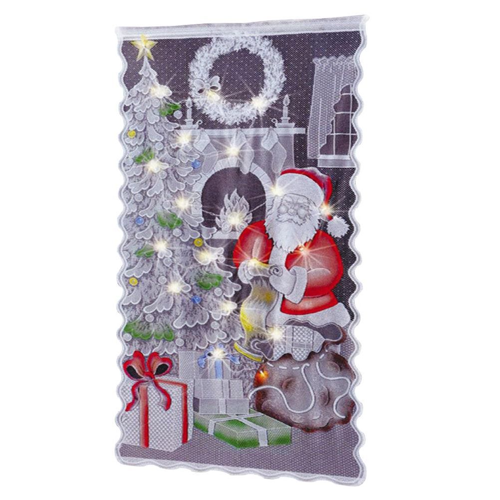 Christmas Lace Curtains LED Light Santa Claus Half Blackout Curtains Living view 2