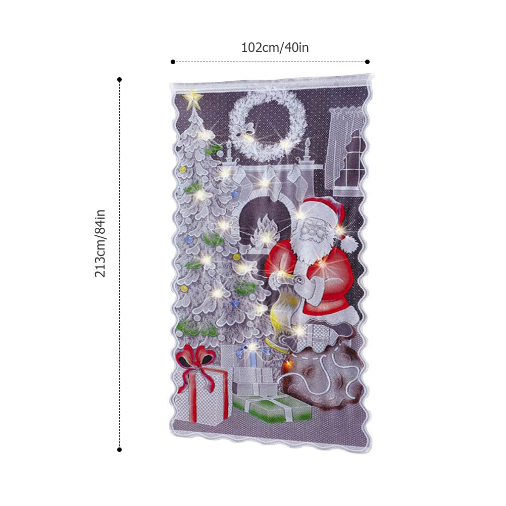 Christmas Lace Curtains LED Light Santa Claus Half Blackout Curtains Living view 3