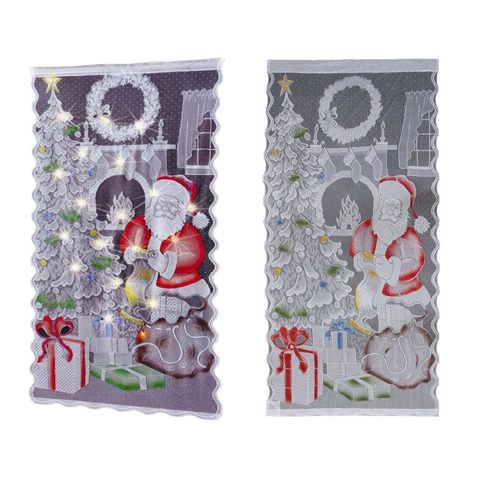 Christmas Lace Curtains LED Light Santa Claus Half Blackout Curtains Living view 4