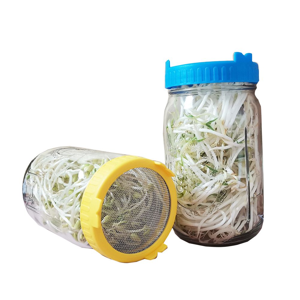 4Pcs Plastic Sprouting Lids with Stainless Steel Screen for 86mm Wide Mouth view 7