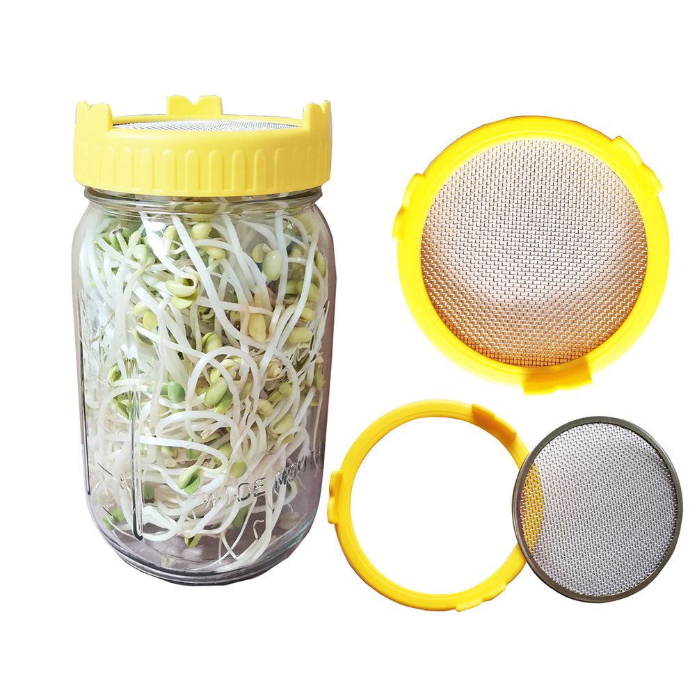 4Pcs Plastic Sprouting Lids with Stainless Steel Screen for 86mm Wide Mouth view 9
