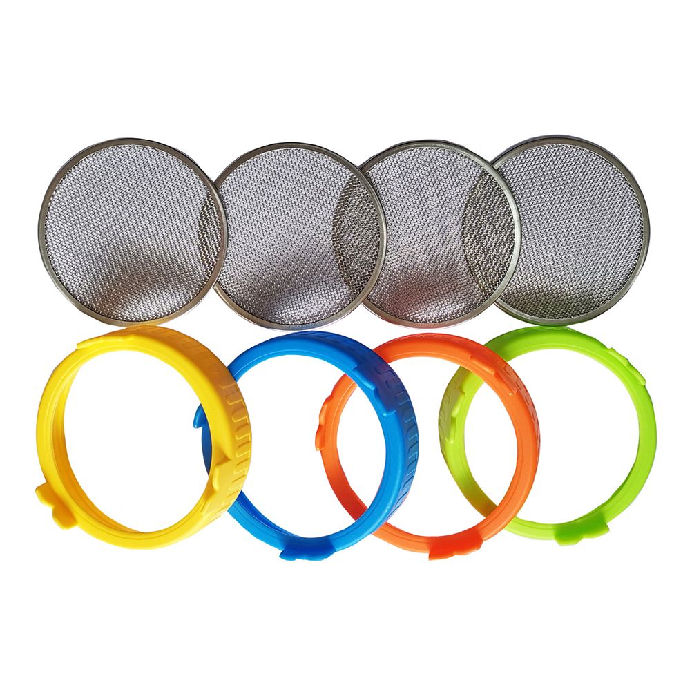 4Pcs Plastic Sprouting Lids with Stainless Steel Screen for 86mm Wide Mouth view 10