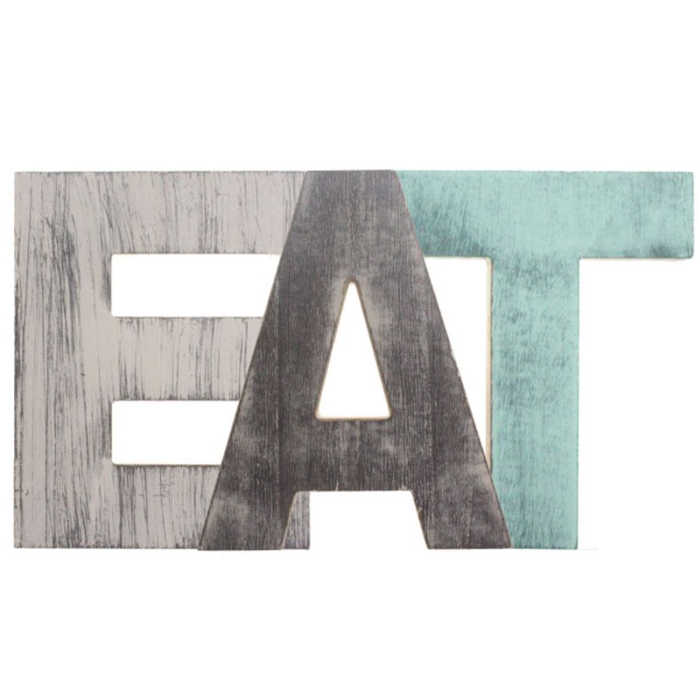 Christmas Wooden Hanging Rustic Multicolor Cutout Wooden EAT Letters Wall — image 1