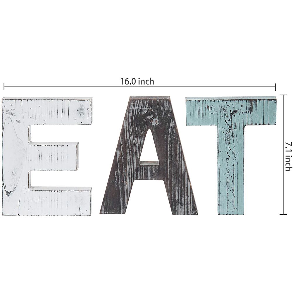 Christmas Wooden Hanging Rustic Multicolor Cutout Wooden EAT Letters Wall view 2