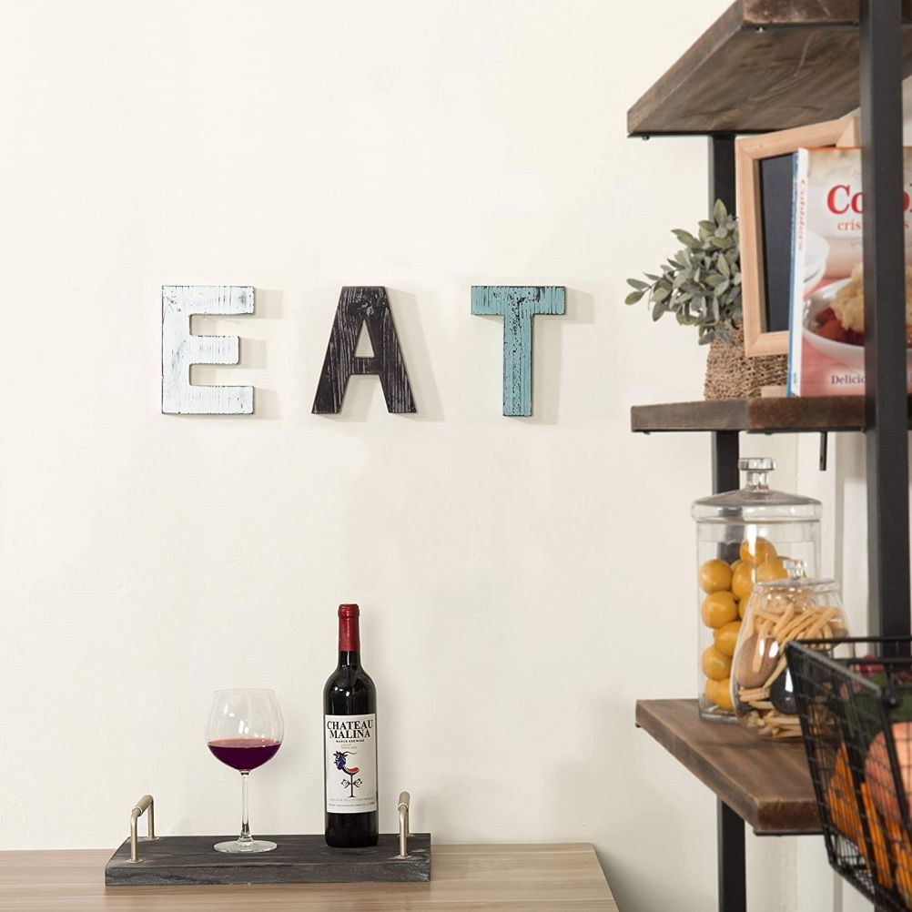 Christmas Wooden Hanging Rustic Multicolor Cutout Wooden EAT Letters Wall view 4
