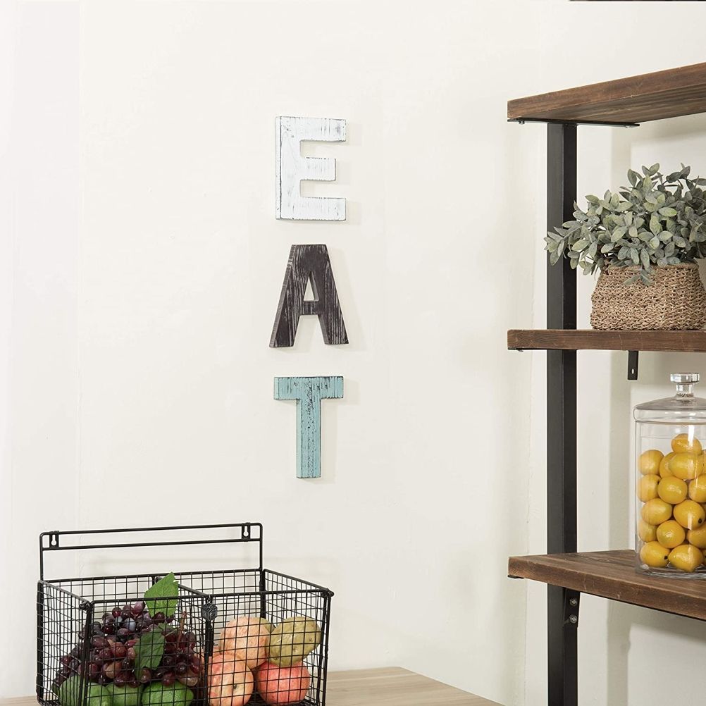 Christmas Wooden Hanging Rustic Multicolor Cutout Wooden EAT Letters Wall view 5