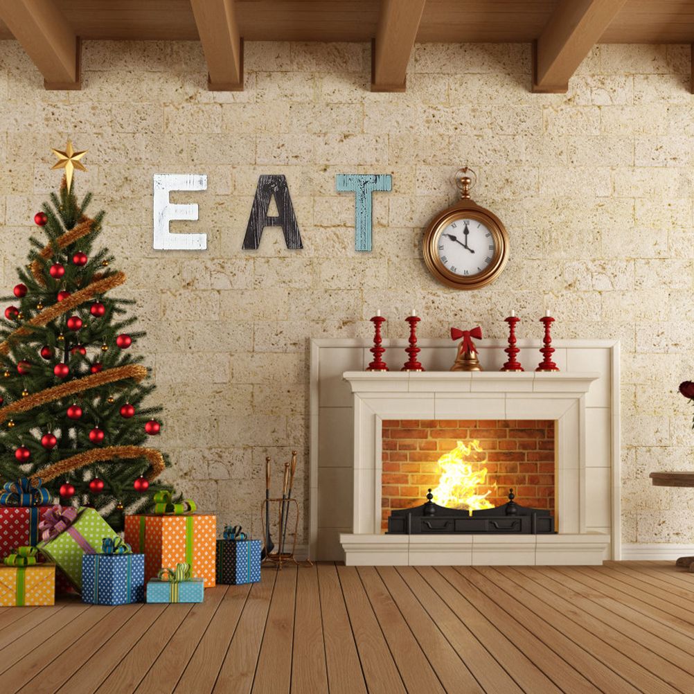 Christmas Wooden Hanging Rustic Multicolor Cutout Wooden EAT Letters Wall view 7