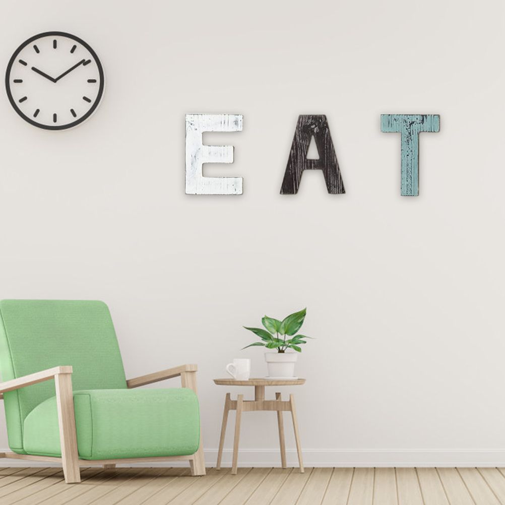 Christmas Wooden Hanging Rustic Multicolor Cutout Wooden EAT Letters Wall view 8