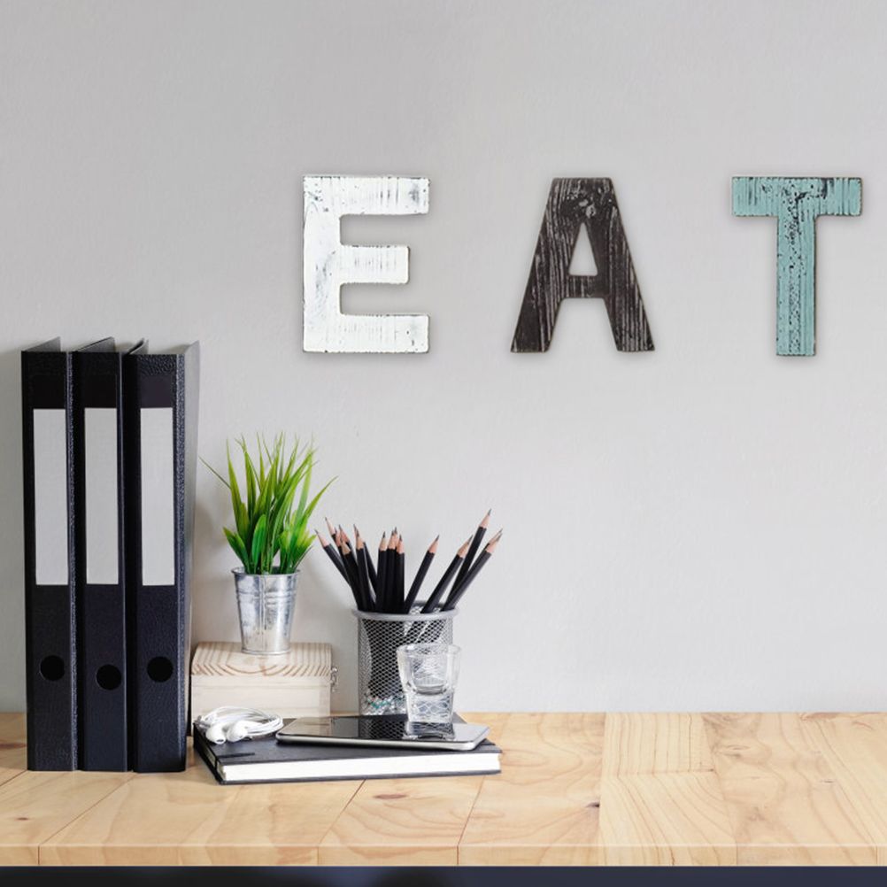 Christmas Wooden Hanging Rustic Multicolor Cutout Wooden EAT Letters Wall view 9