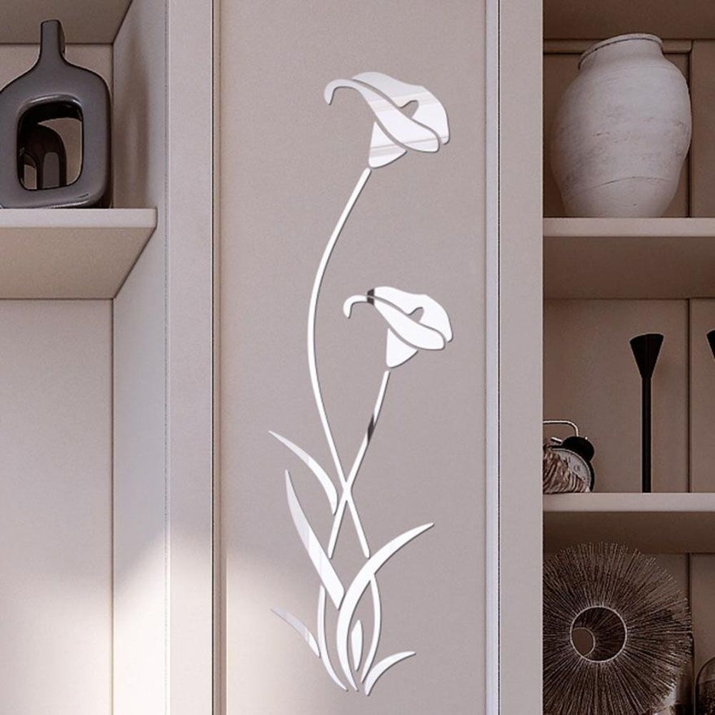 Flower Mirror Wall Sticker Removable Mirror Sticker Modern Wall Sticker Home view 3