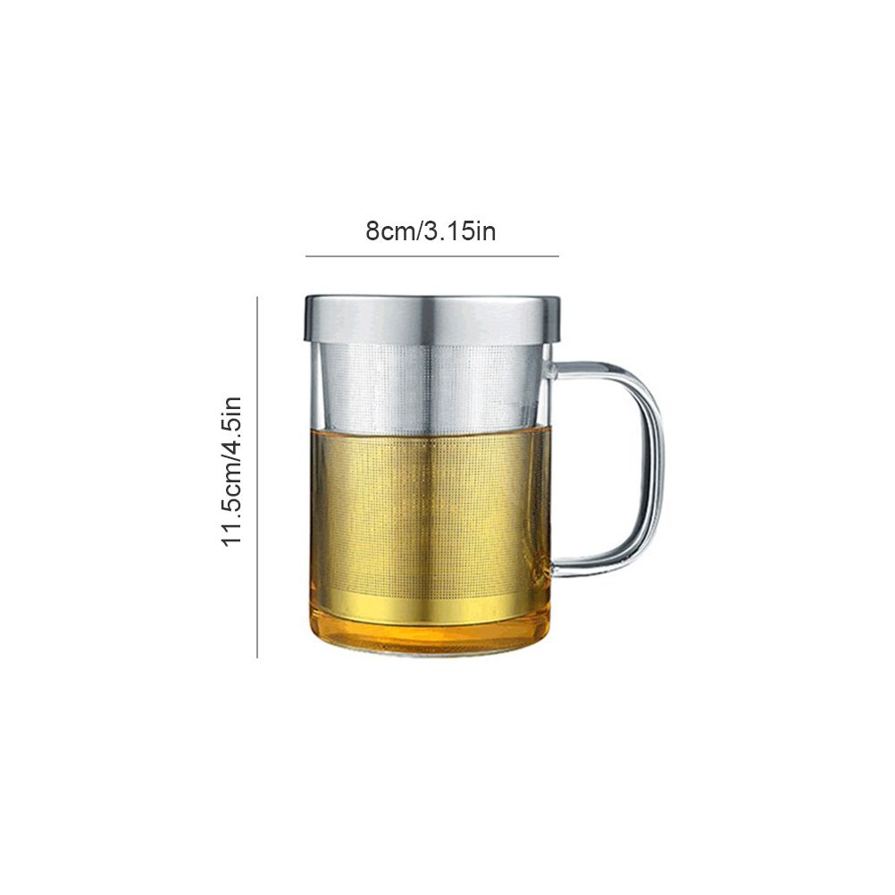 450ml Infuser Glass Tea Cup Borosilicate Glass Tea Cup with Filter and Lid view 2