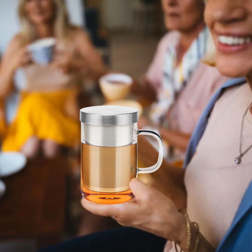 450ml Infuser Glass Tea Cup Borosilicate Glass Tea Cup with Filter and Lid view 9