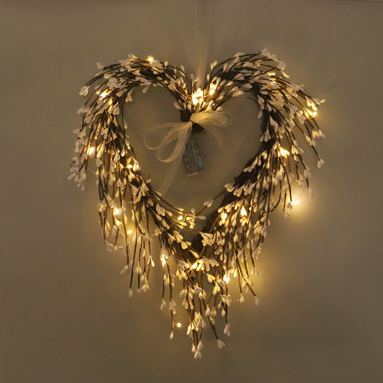 Heart Shaped Wreath Sprig Valentine's Day Wreath Wall Mounted Front Door view 3