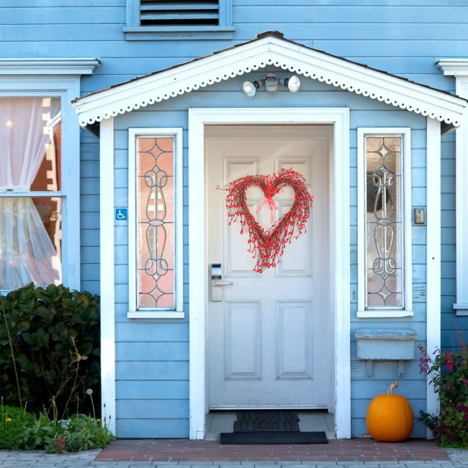 Heart Shaped Wreath Sprig Valentine's Day Wreath Wall Mounted Front Door view 8