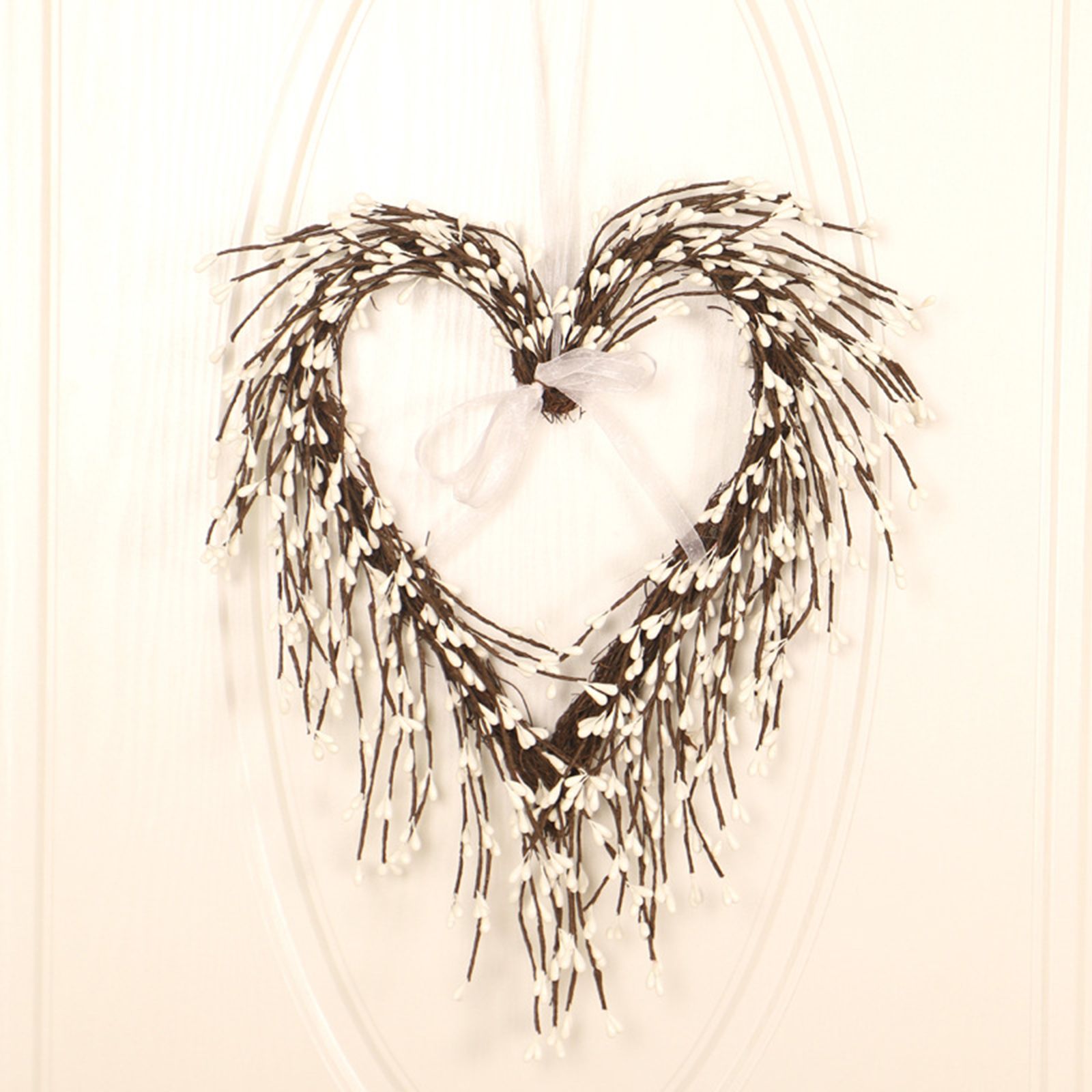 Heart Shaped Wreath Sprig Valentine's Day Wreath Wall Mounted Front Door view 9