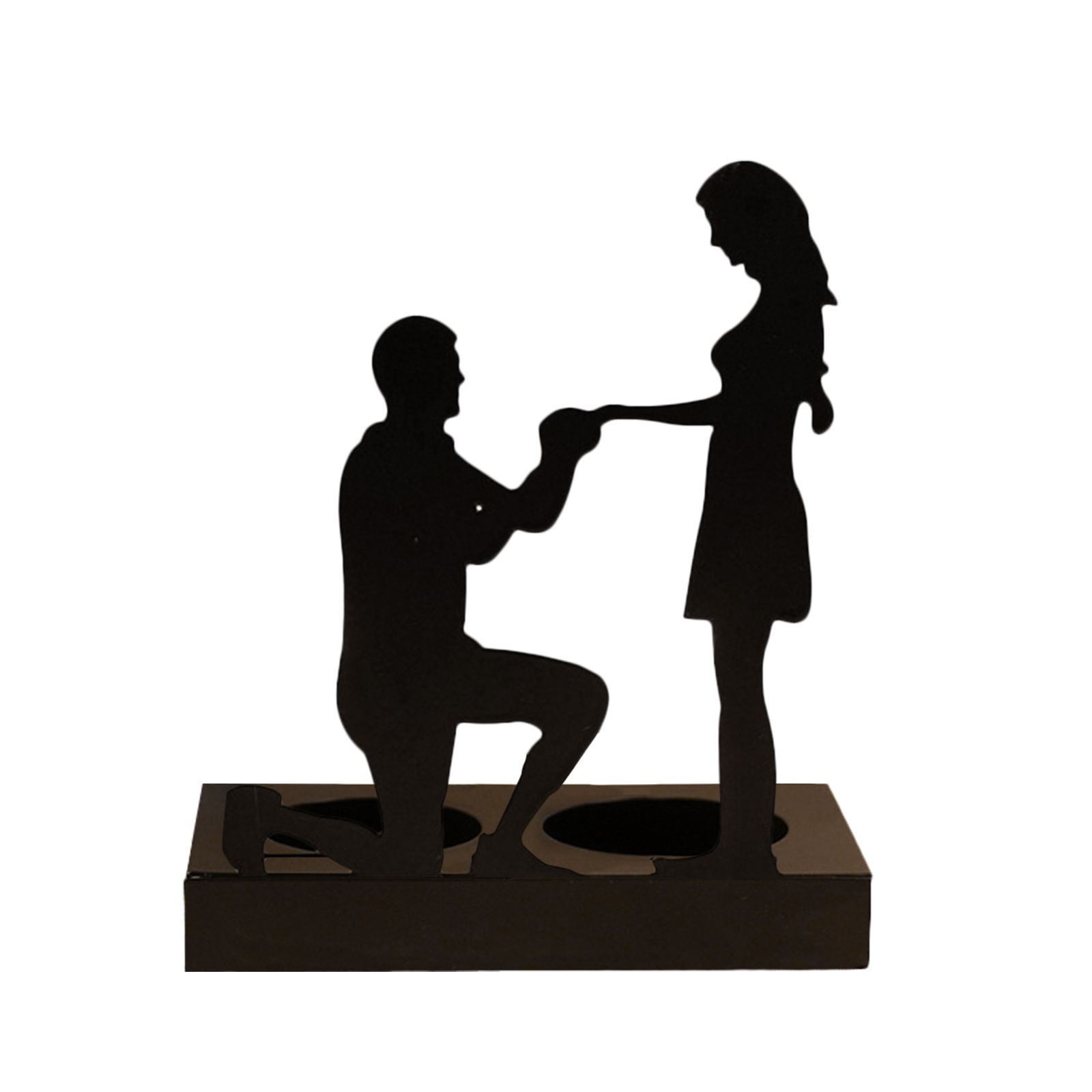 Iron Candle Holder Romantic Couple Candle Statue Gifts for Couple for Wedding — image 1
