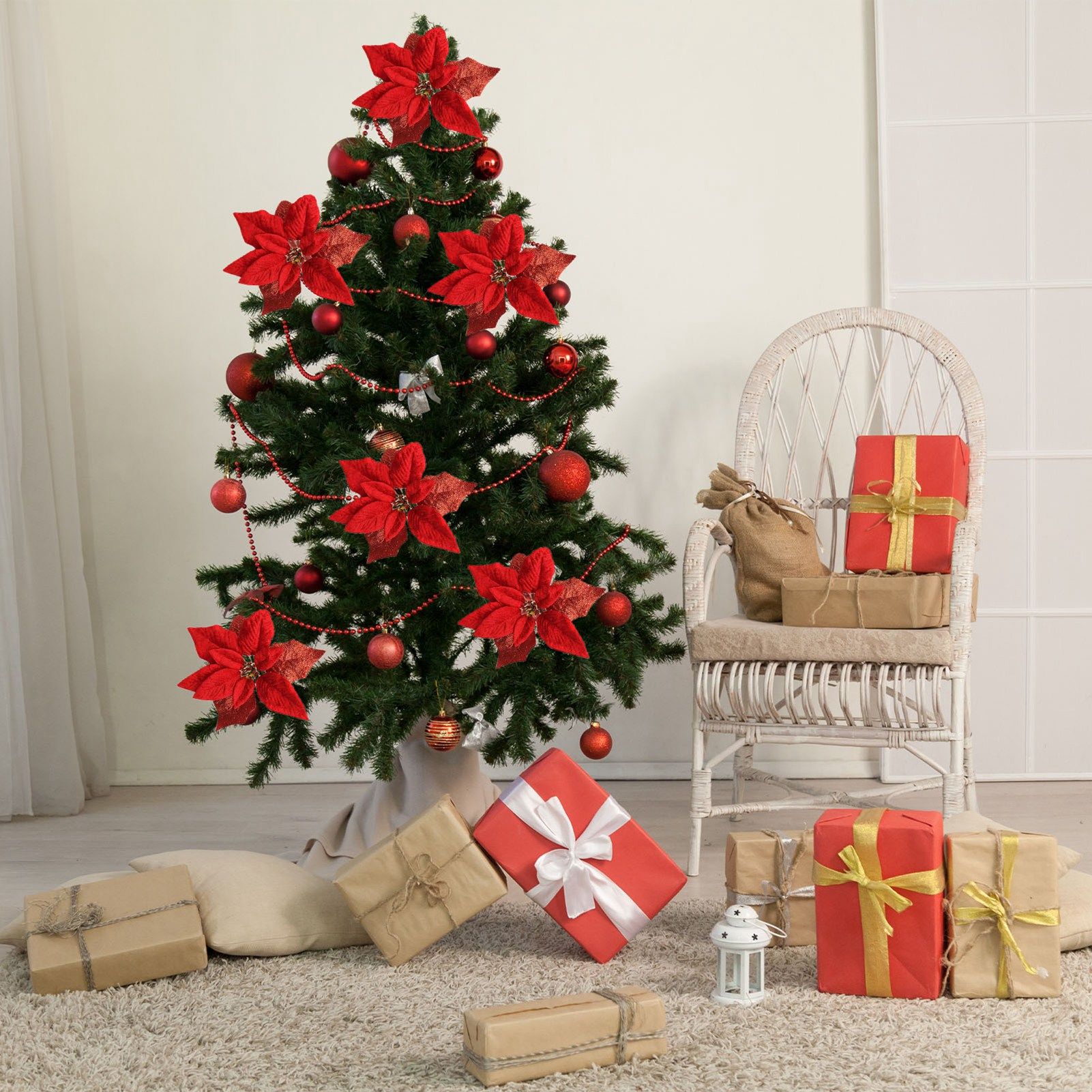Christmas Flowers Christmas Tree Decorations Fabric Simulation Flowers view 4