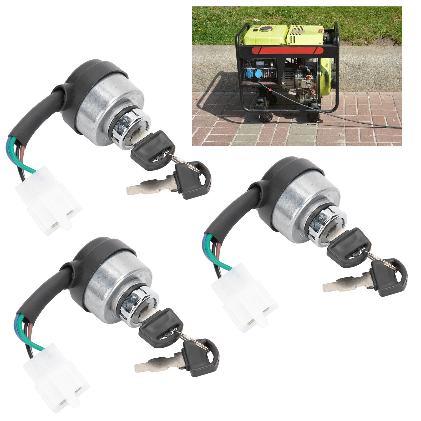 3Set Electric Door Lock 4-Wire Ignition Switch with Keys for view 9