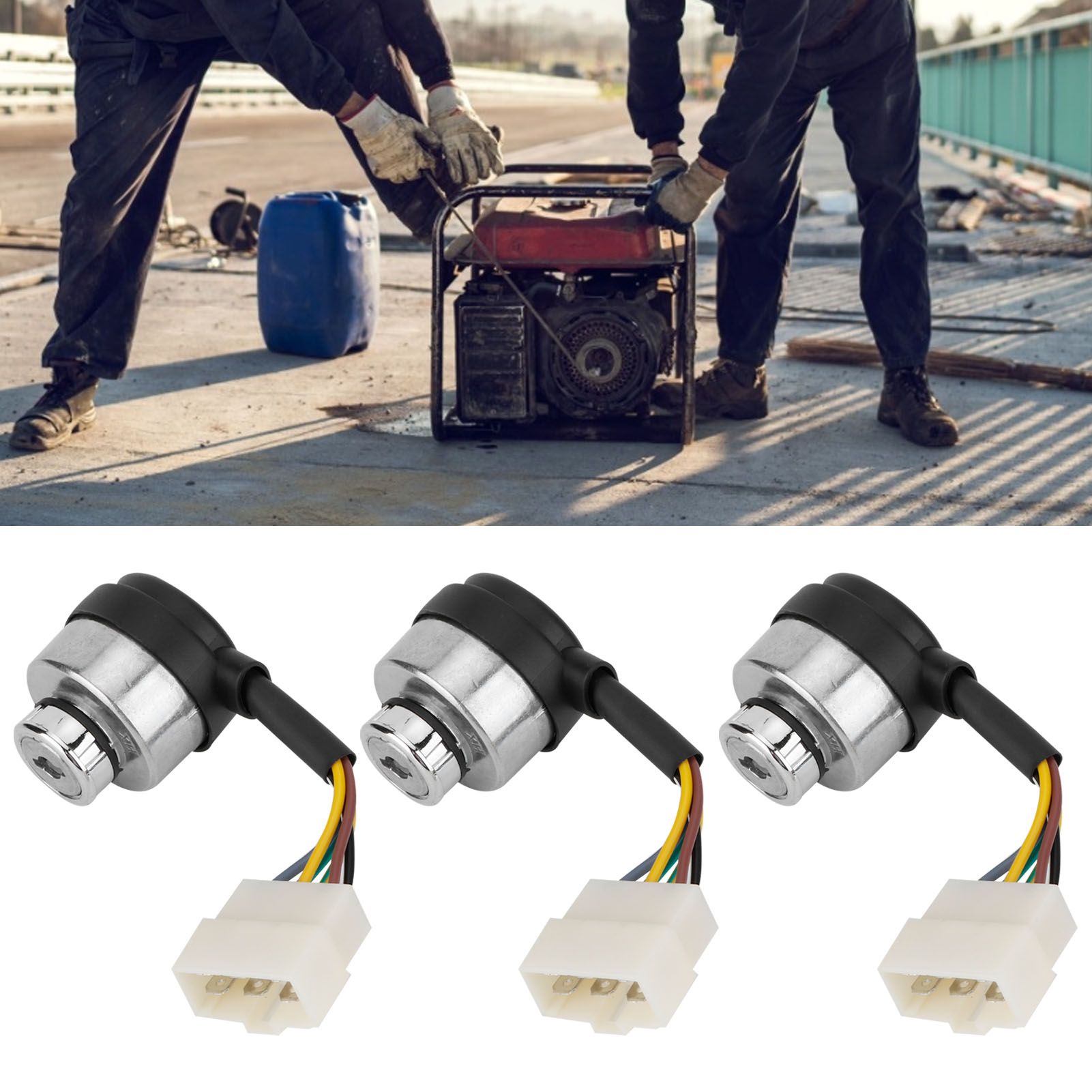 3Set 6 Wire Ignition Switch with Key for 188F/GX390/190F/GX420 Gasoline Engine view 9