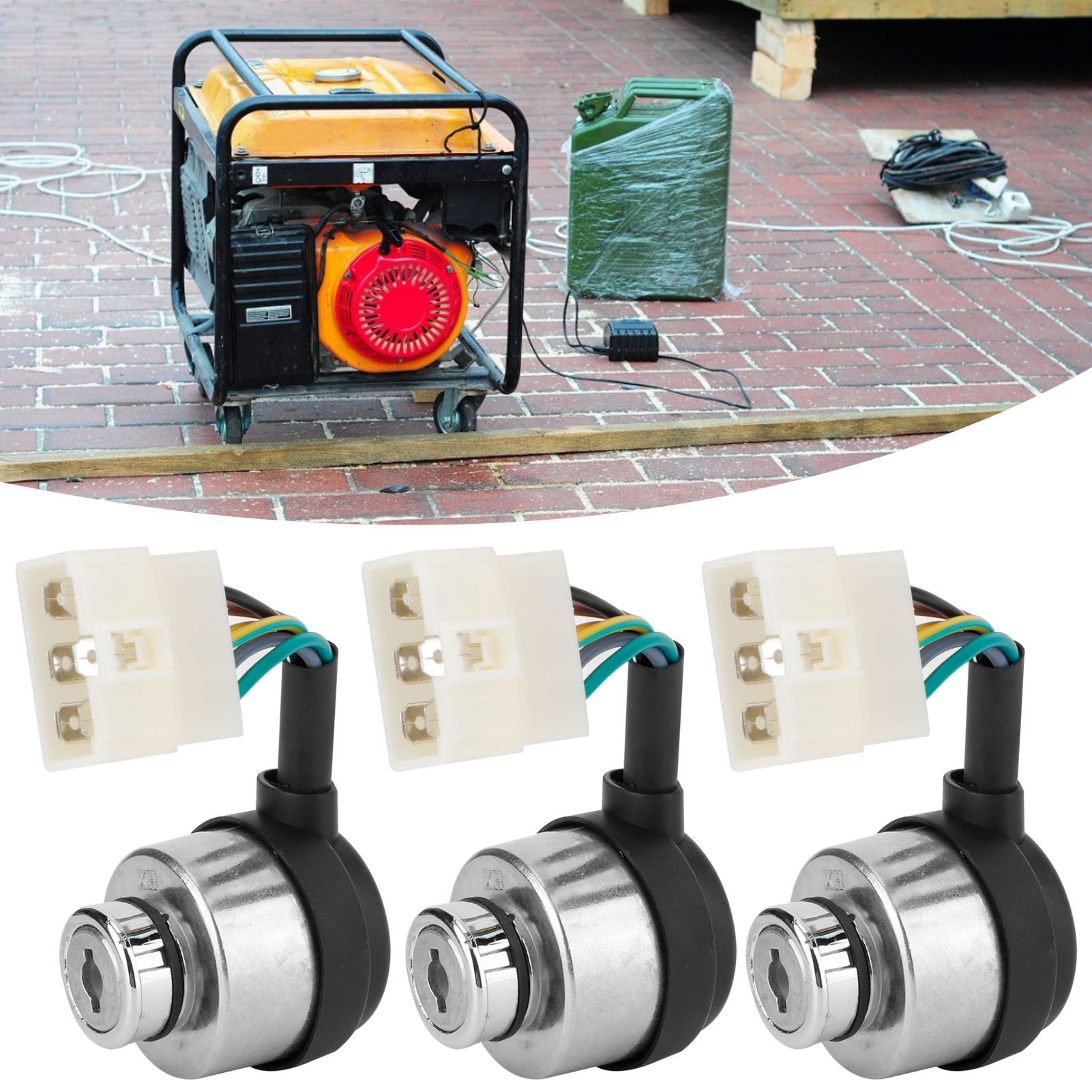 3Set 6 Wire Ignition Switch with Key for 188F/GX390/190F/GX420 Gasoline Engine view 10