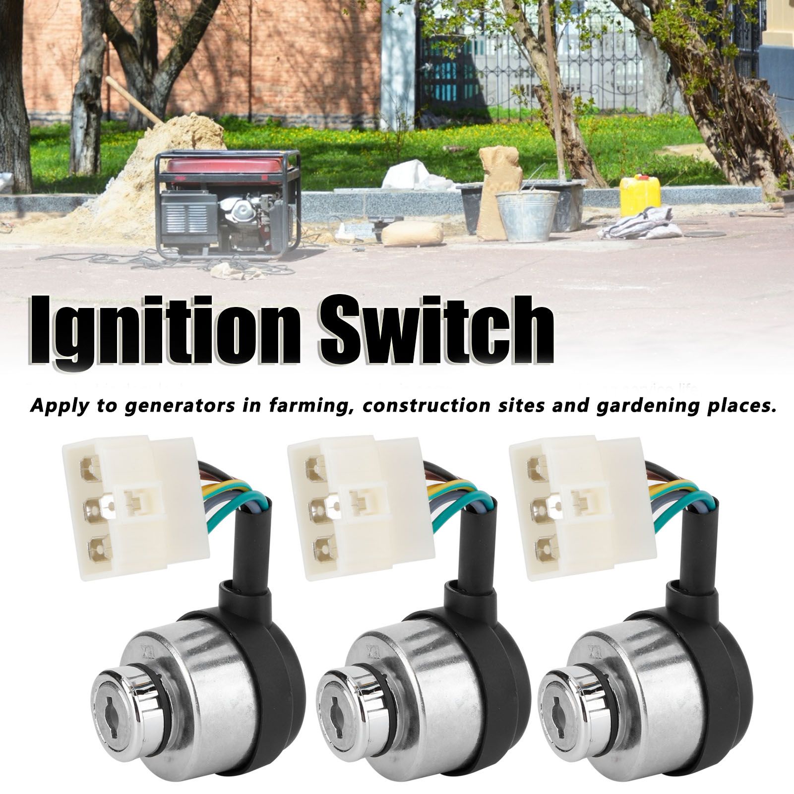3Set 6 Wire Ignition Switch with Key for 188F/GX390/190F/GX420 Gasoline Engine view 15
