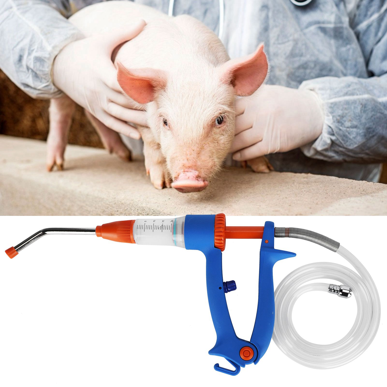 20ml Adjustable Continuous Vaccine Injector Automatic Feeding Injection Tool view 9