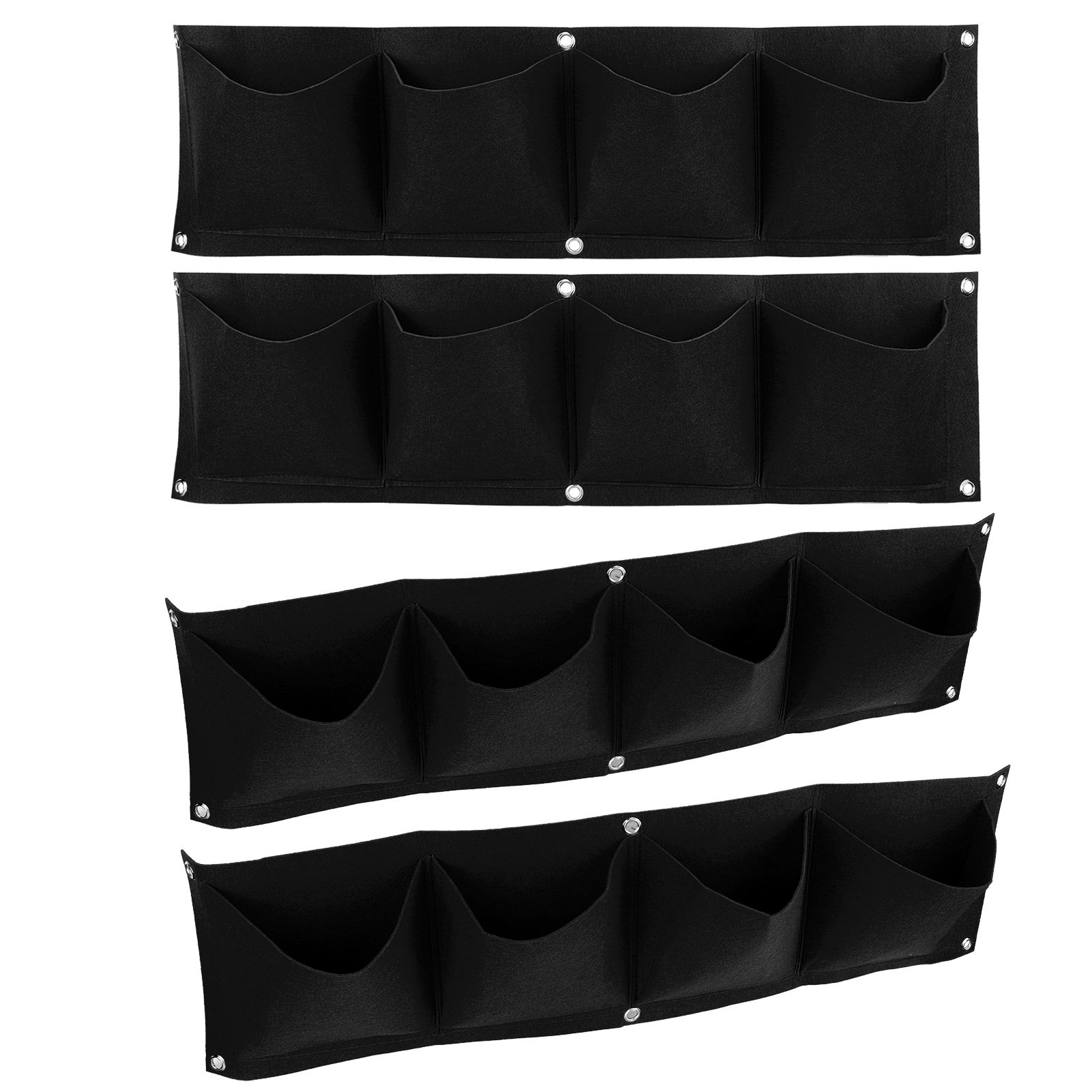 4Pcs 4 Pocket Plant Grow Bag Wall Mounted Reusable Degradable Felt Garden view 2