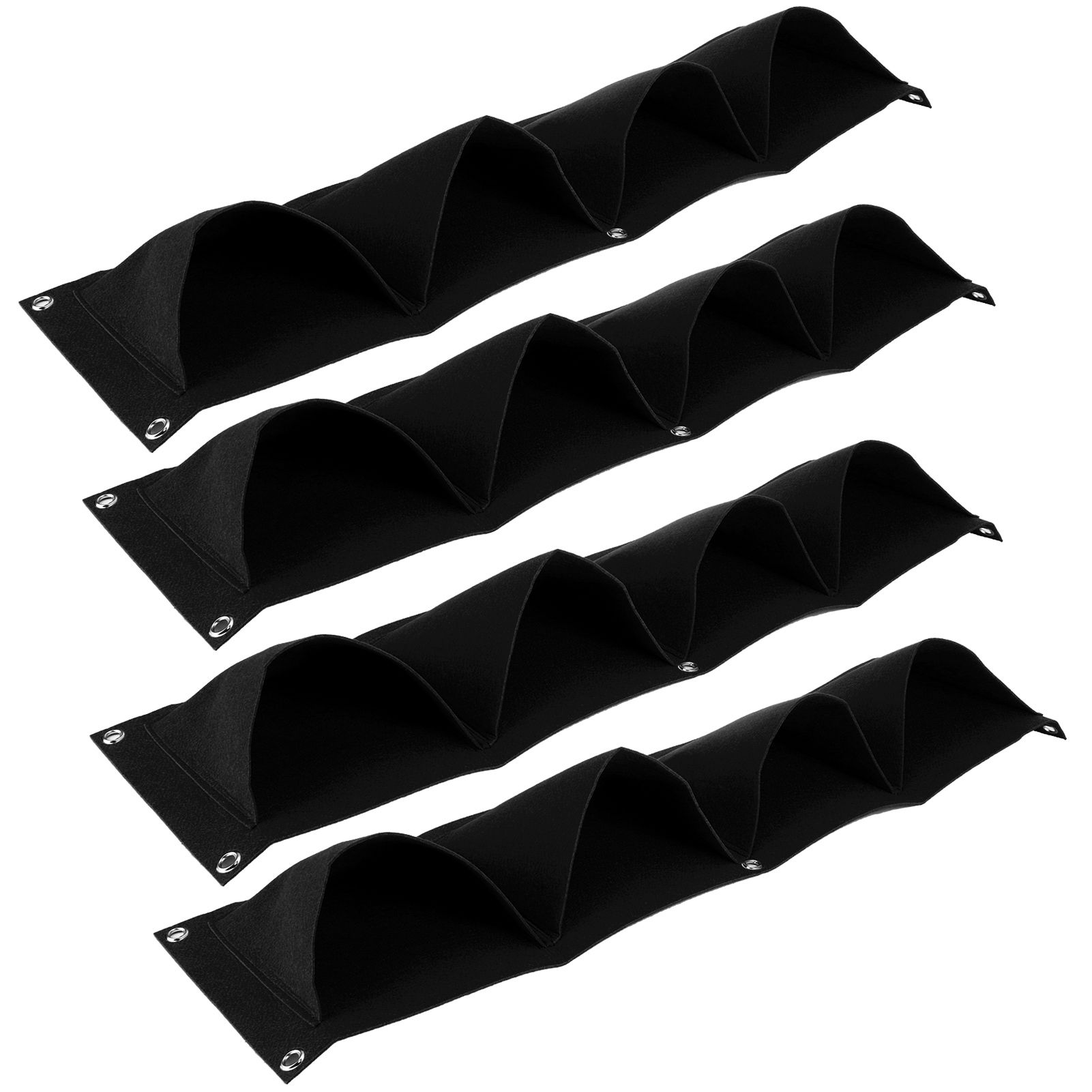 4Pcs 4 Pocket Plant Grow Bag Wall Mounted Reusable Degradable Felt Garden view 3