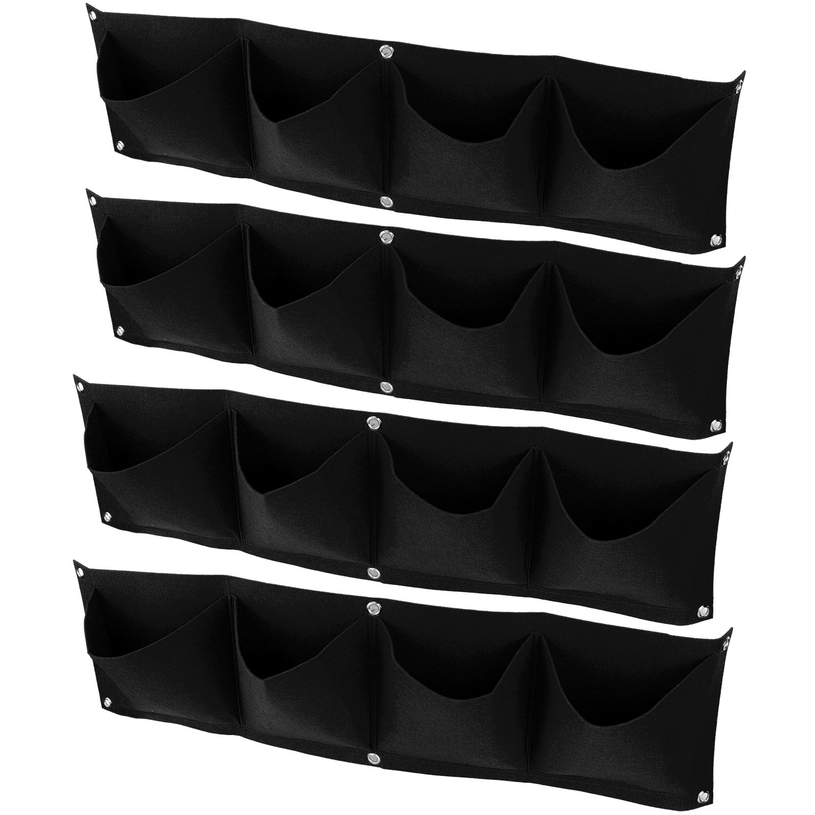 4Pcs 4 Pocket Plant Grow Bag Wall Mounted Reusable Degradable Felt Garden view 5
