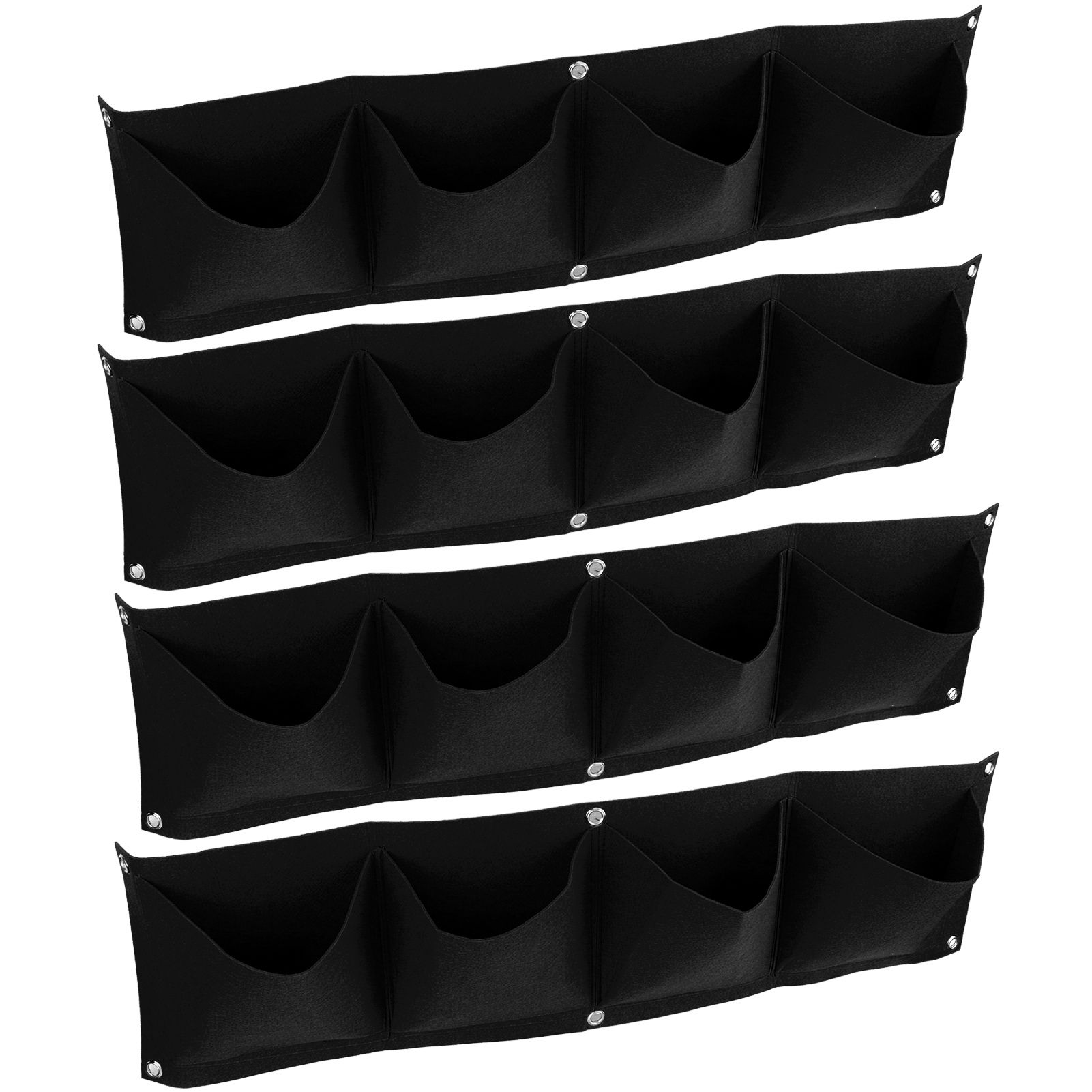 4Pcs 4 Pocket Plant Grow Bag Wall Mounted Reusable Degradable Felt Garden view 8