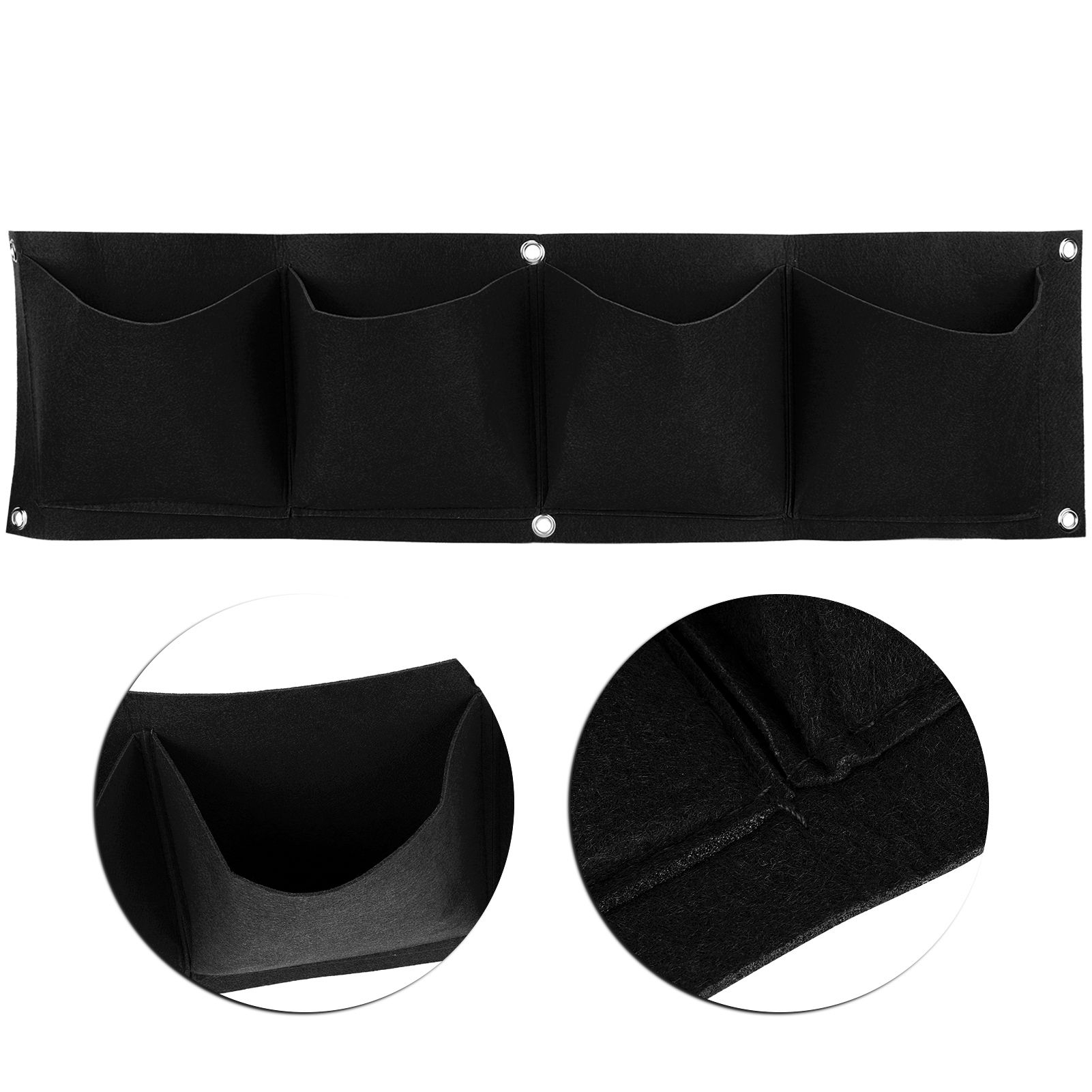 4Pcs 4 Pocket Plant Grow Bag Wall Mounted Reusable Degradable Felt Garden view 15