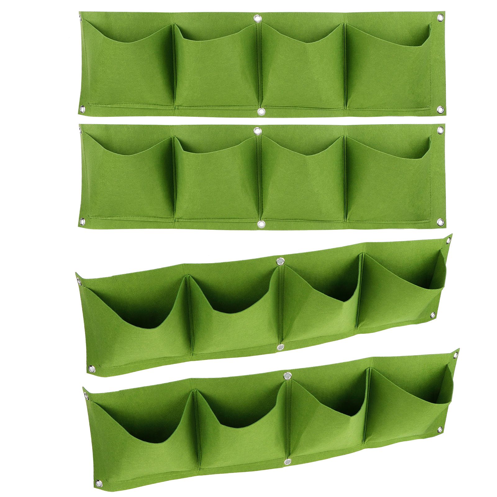 4Pcs 4 Pocket Plant Grow Bag Wall Mounted Reusable Degradable Felt Garden view 2