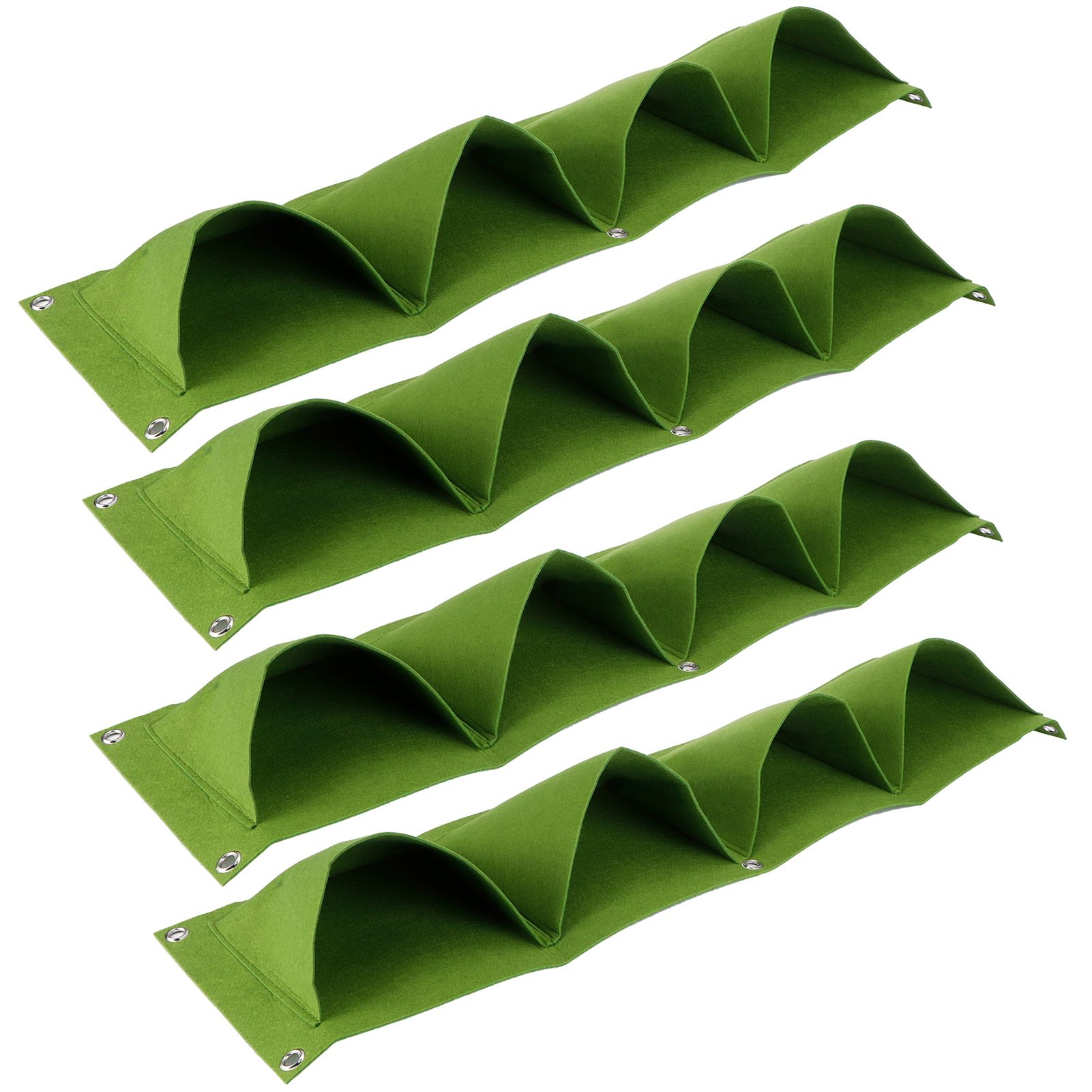 4Pcs 4 Pocket Plant Grow Bag Wall Mounted Reusable Degradable Felt Garden view 3
