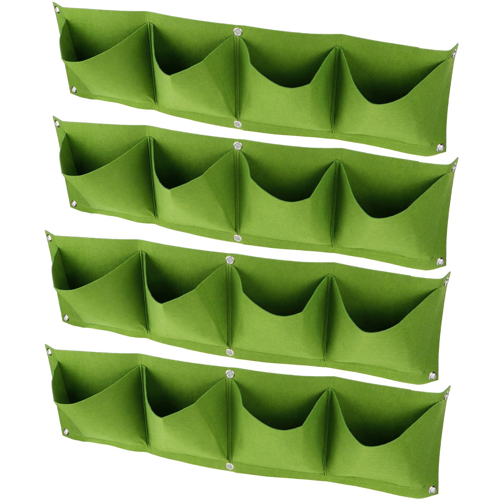 4Pcs 4 Pocket Plant Grow Bag Wall Mounted Reusable Degradable Felt Garden view 5