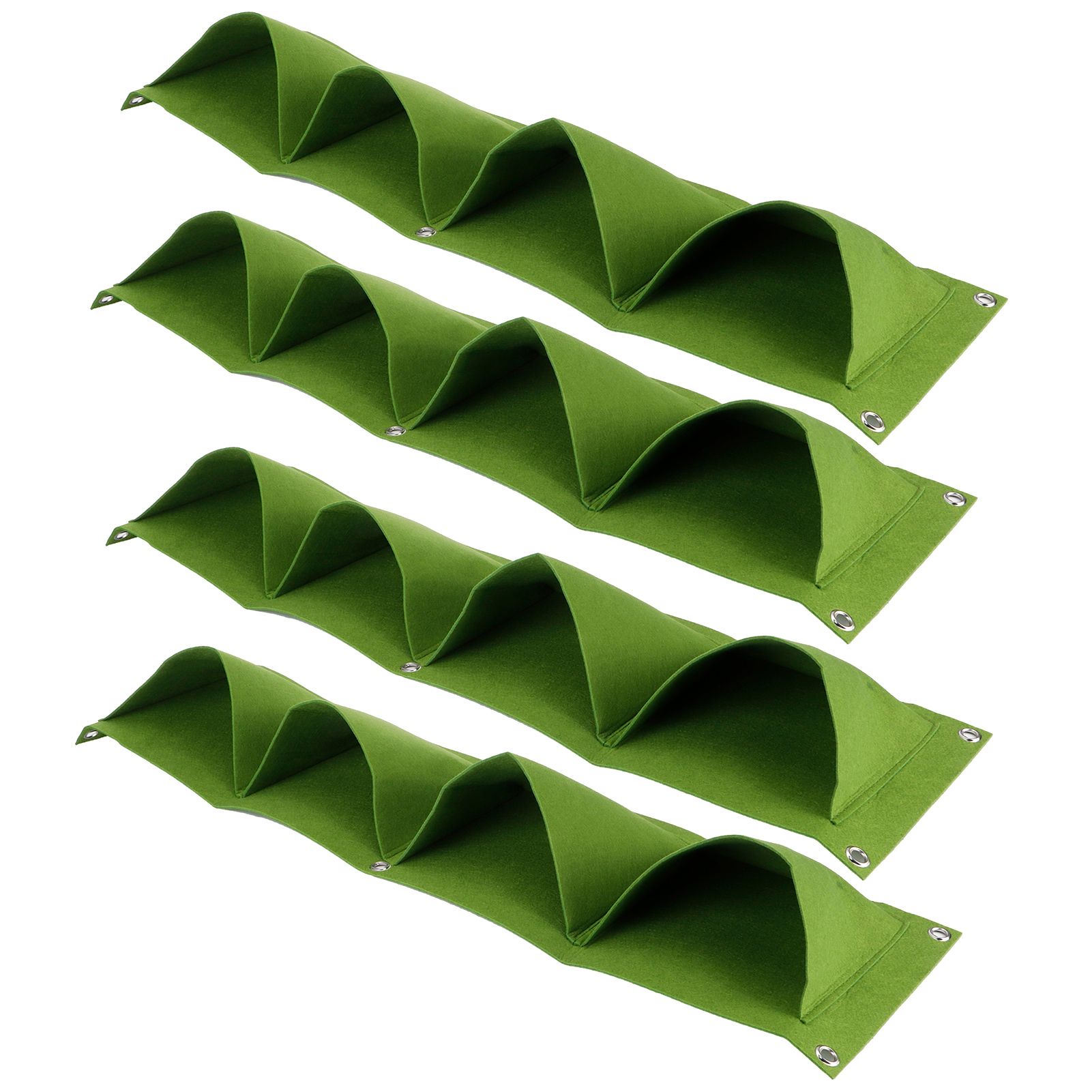 4Pcs 4 Pocket Plant Grow Bag Wall Mounted Reusable Degradable Felt Garden view 6
