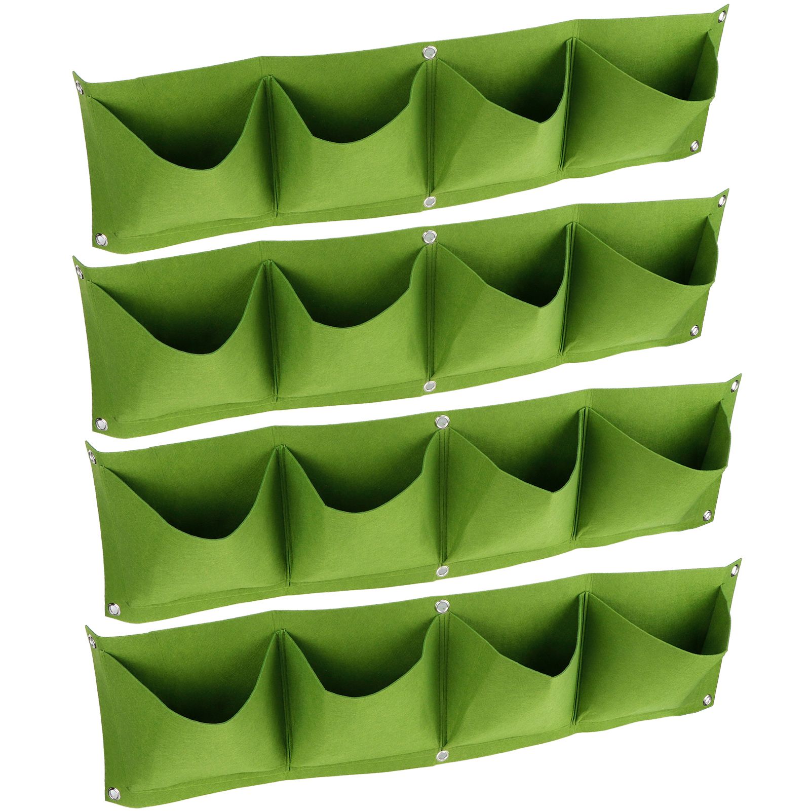 4Pcs 4 Pocket Plant Grow Bag Wall Mounted Reusable Degradable Felt Garden view 8