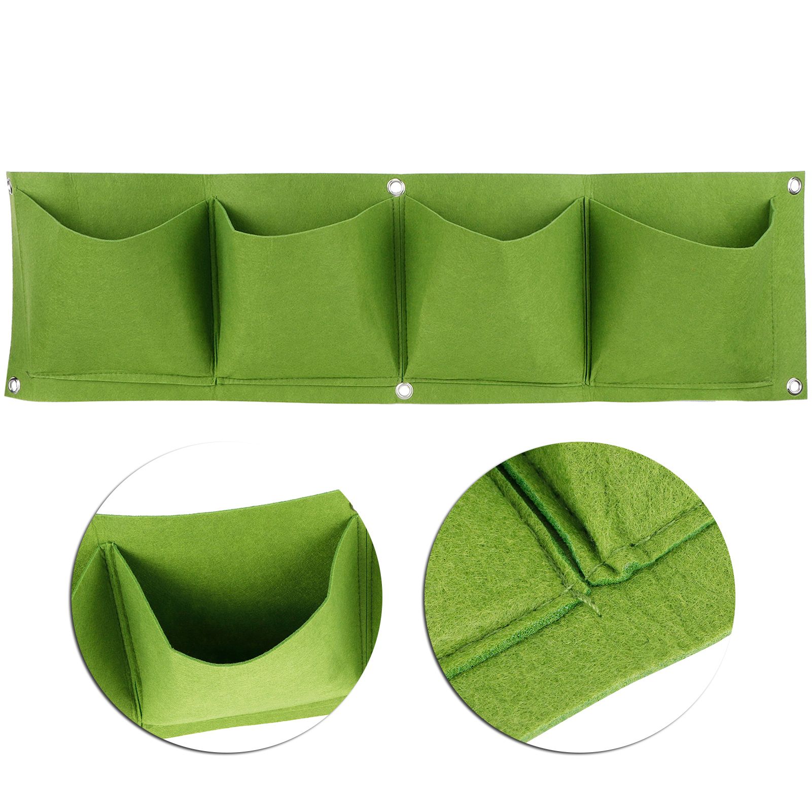 4Pcs 4 Pocket Plant Grow Bag Wall Mounted Reusable Degradable Felt Garden view 15
