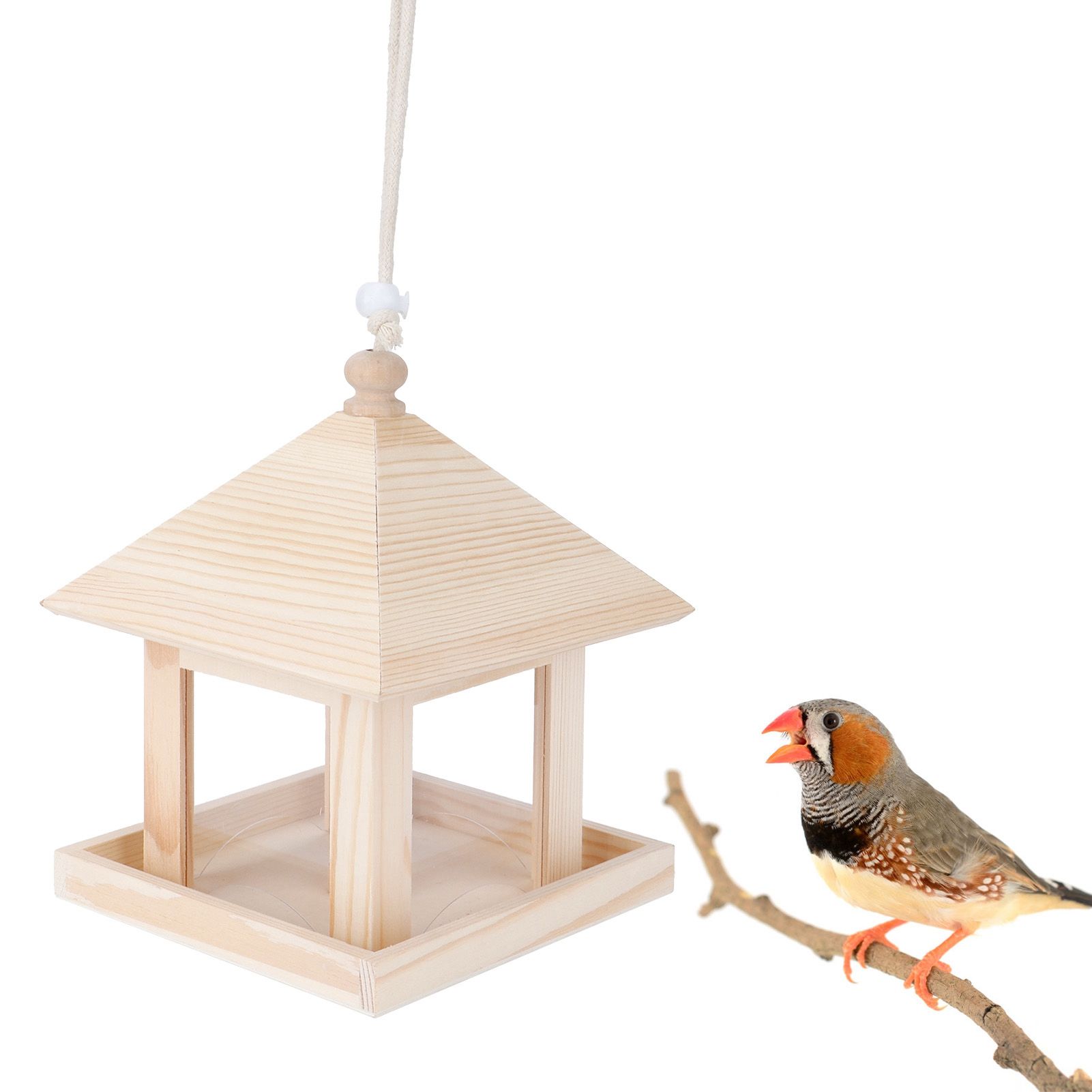 Hanging Bird House Nesting Box Feeding Feeder Box Garden Ornament Outdoor Tree view 10